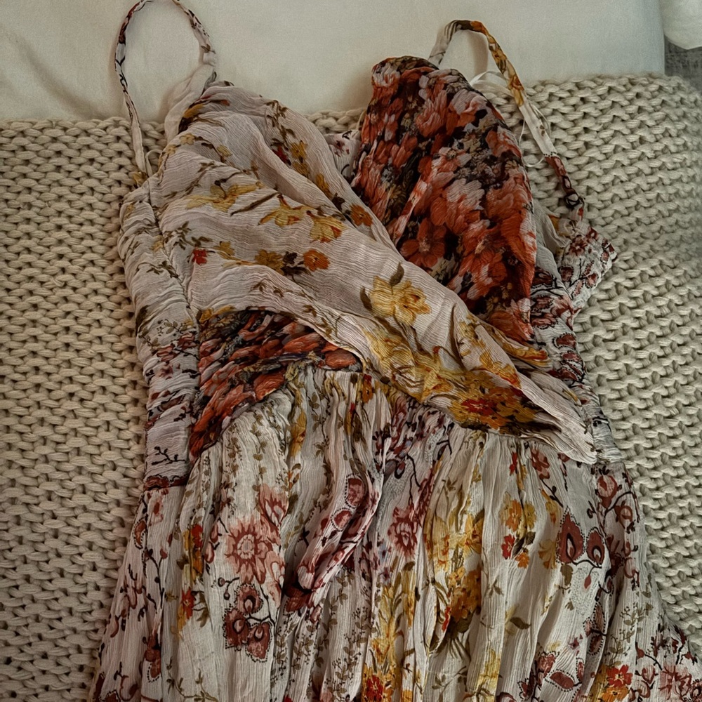 Anthropologie Ruched Cross Front Square-Neck Floral Midi Dress - Picture 6 of 12